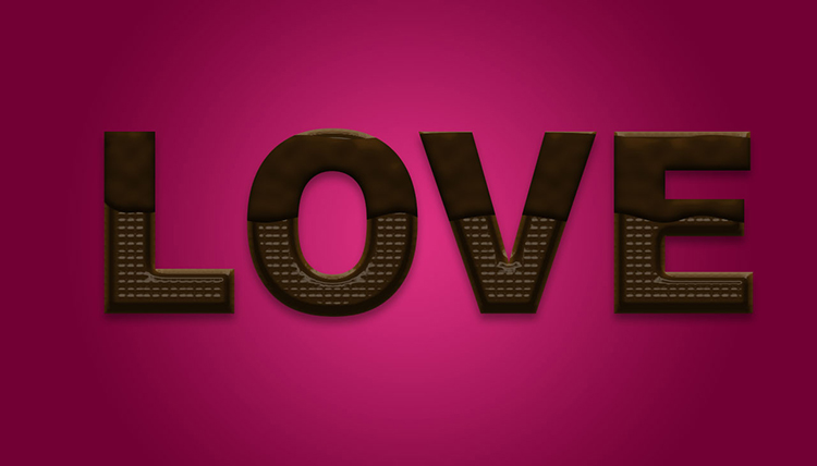 Cioccolato San Valentino PS Photoshop stile dei caratteri